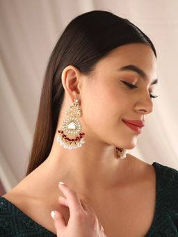 Priyaasi - Elephant Maroon Kundan Earrings