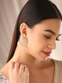 Priyaasi - Pinks Beads Moon Shape Earrings
