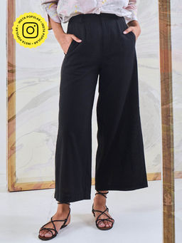Gulaal - Black Cotton Flared Pant