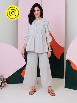 Gulaal - Pakhi Grey Mirror Embroidered Top