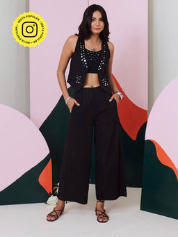 Gulaal - Aaina Black Mirror Embroidered Waist Coat