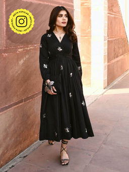 Gulaal - Sara Bug Black Embellished & Sequined Midi Dress