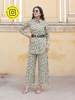 Gulaal - Leopard Yellow Cotton Co-Ord (Set of 2)