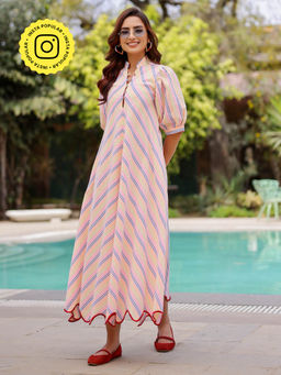 Gulaal - Stripe A-Line Maxi Dress
