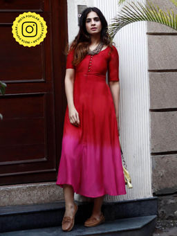 Gulaal - Sunset Crimson Fit & Flare Dress