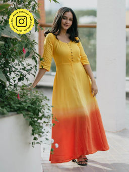 Gulaal - Sunset Tangerine Fit & Flare Dress