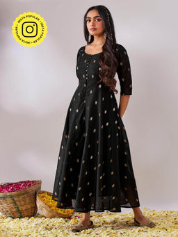 Gulaal - Tulsi Black Banarasi Fit & Flare Maxi Dress