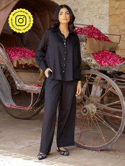 Gulaal - Black Hand Embroidered Evil Eye Shirt