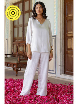 Gulaal - White Satin Angel Wing Sequin Top