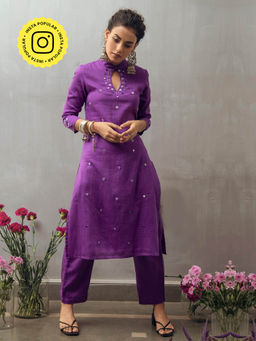 Gulaal - Rasalika Purple Kurta with Pant (Set of 2)