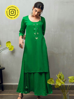 Gulaal - Green Sumadhya Kurta with Skirt (Set of 2)