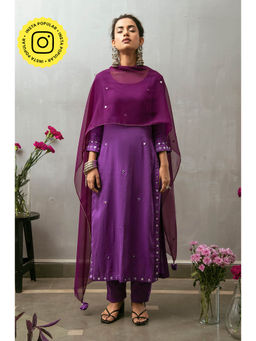 Gulaal - Chitra High Slit Kurta with Pant and Dupatta (Set of 3)
