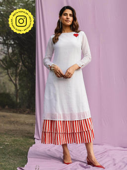 Gulaal - Scarlet Heart Cotton White Dress