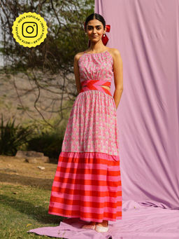 Gulaal - Pink Stripes Maxi Dress
