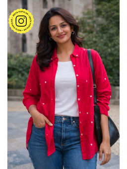 Gulaal - Red Nayeli Heart Embroidery Shirt
