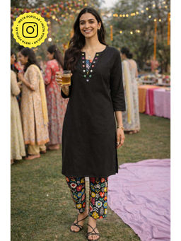 Gulaal - Black Midnight Pop Kurta with Pant