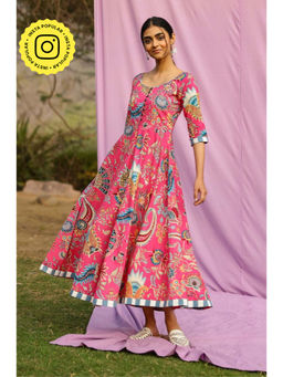 Gulaal - Morni Pink Pure Cotton Fit & Flare Dress