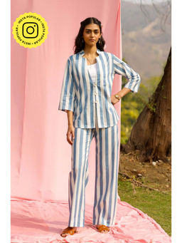 Gulaal - Azure Stripe Blue Pure Cotton Co-Ord Set