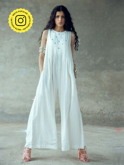 Gulaal - Nanda White Mirror Work Sleeveless Jumpsuit