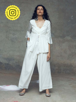 Gulaal - Kshema White Top With Pant (Set of 2)