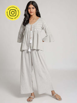 Gulaal - Grey Birch Top & Pant (Set of 2)