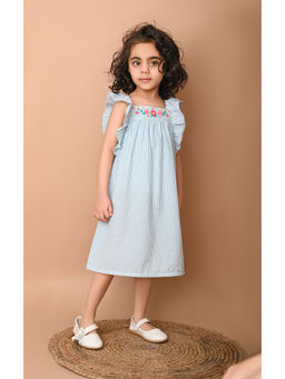 Beebay - Floral Embroidered Seersucker Dress