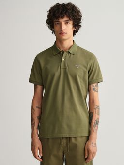GANT - Men Green Solid Regular Fit Polo T-Shirt