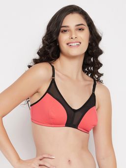 Clovia - Cotton Spandex Solid Non-Padded Full Cup Wire Free Everyday Bra - Peach