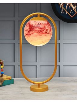 Homesake - Gold Table Light Frosted Red Shade Oval