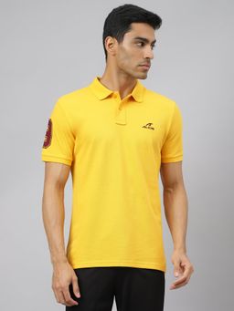 Alcis - Men Banana Yellow Soft Touch Regular Fit Varsity Athleisure Polo T-Shirt