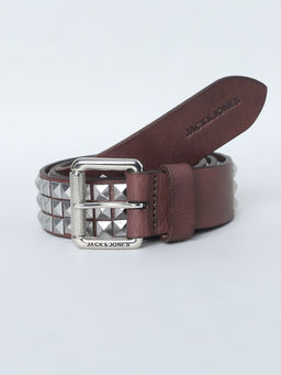 Jack & Jones - Brown Studded Leather Belt