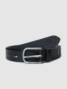 Jack & Jones - Black Leather Cut Out Detail Belt