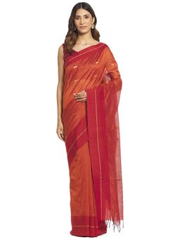 Fabindia - Rust Chanderi Cotton Silk Sari