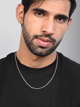 TOUCH925 - Pure 925 Silver Rose Gold Box-Link Silver Chain for Men