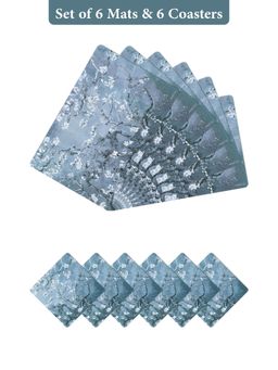 OBSESSIONS - Sky Blue Reversible Pvc Placemats (Pack Of 12)