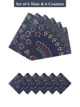 OBSESSIONS - Navy Blue Reversible Pvc Placemats (Pack Of 12)