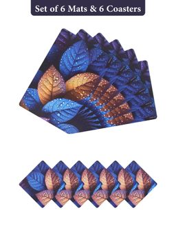 OBSESSIONS - Blue Reversible Pvc Placemats (Pack Of 12)