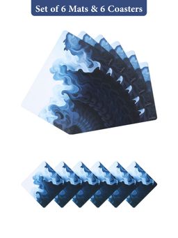 OBSESSIONS - Blue Reversible Pvc Placemats (Pack Of 12)