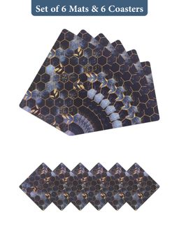 OBSESSIONS - Blue Reversible Pvc Placemats (Pack Of 12)