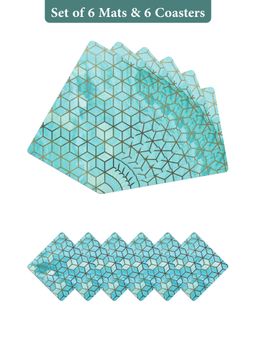 OBSESSIONS - Teal Reversible Pvc Placemats (Pack Of 12)