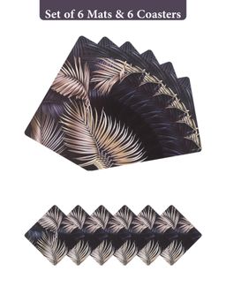 OBSESSIONS - Black Reversible Pvc Placemats (Pack Of 12)