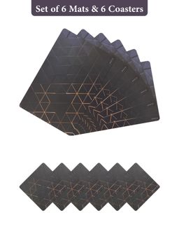 OBSESSIONS - Black Reversible Pvc Placemats (Pack Of 12)