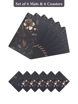 OBSESSIONS - Black Reversible Pvc Placemats (Pack Of 12)