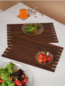 HOME 360 - Brown Contemporary Espresso Slat Rectangular Table Mat (Pack Of 2)