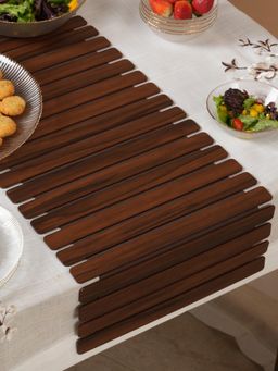 HOME 360 - Brown Architectural Espresso Slatted Table Runner