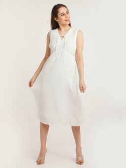 Zink London - Women White Amyra Empire Line Midi Dress
