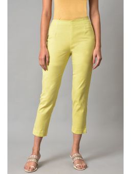 W - Green Solid Slim Pant