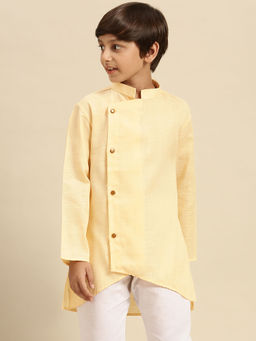 Sanwara - Solid Yellow Cotton Kurta for Boys