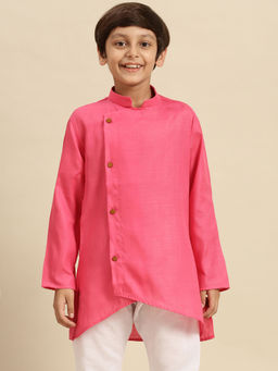 Sanwara - Solid Pink Cotton Kurta for Boys