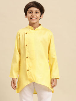 Sanwara - Solid Yellow Cotton Kurta for Boys